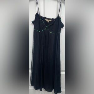 Vintage Free People Women’s Tank Top Y2K 90s Beaded Black Dress 4 Small